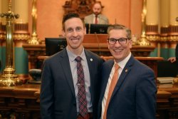 A photo of Michigan State Senator Mark Huizenga and U.S. Army Sgt. Joshua Lunger